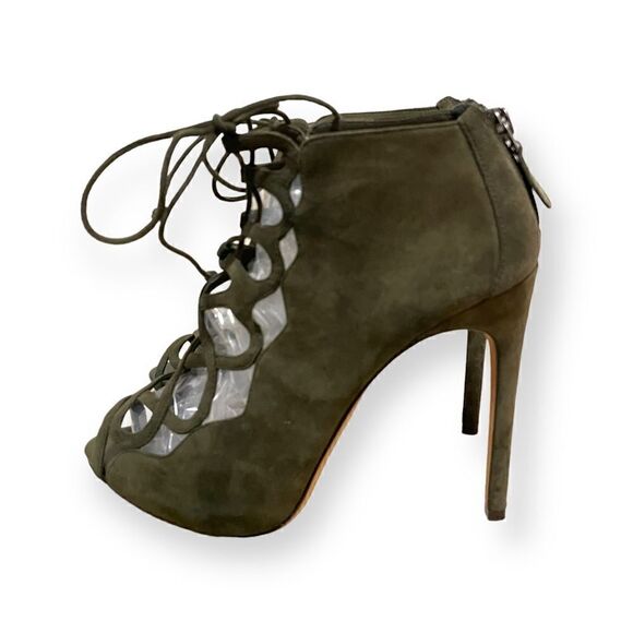 ALEXANDRE BIRMAN Olive Green Suede Cage Heels.    |Size:37.5| - Picture 9 of 12